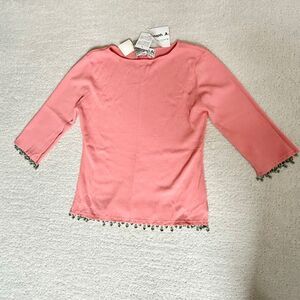 Joseph A. Vintage Coral Medium Weight Blouse Teal Beading Scoop Neck - Women’s U